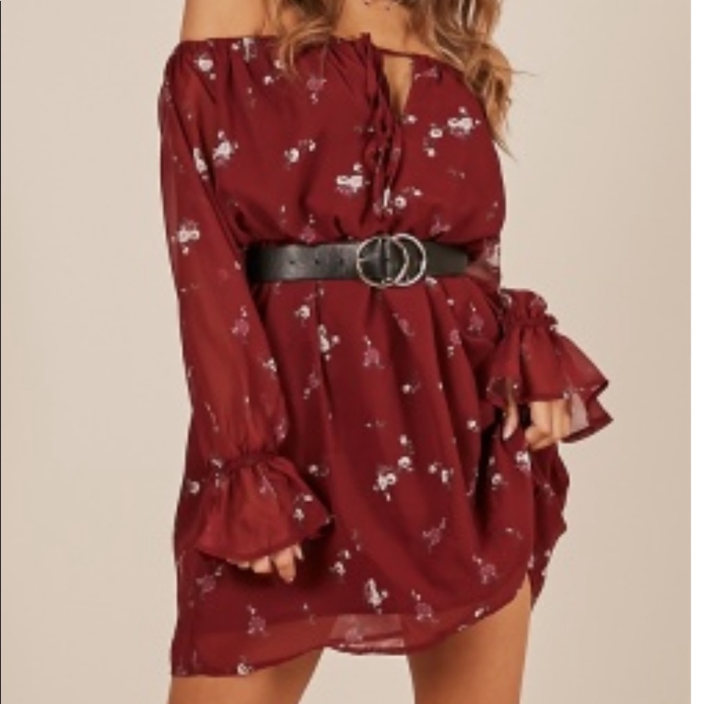 Showpo Off The Shoulder Red Floral Plus Size Dress
